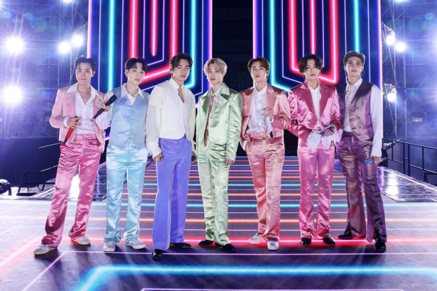 From left: J-Hope, Suga, V, Jimin, Jin, Jungkook, RM of BTS